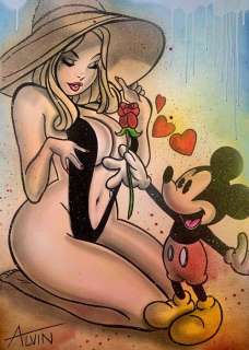 Alvin Silvrants | Romantic Mickey - Original drawing in colour by Alvin Silvrants | Catawiki