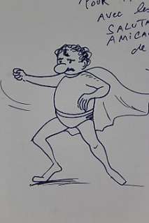 Jacques Lob - Jacques Lob - Opdrachttekening / Dédicace - Op losse A4 - Super.... Lob (SuperDupont) - (1985)