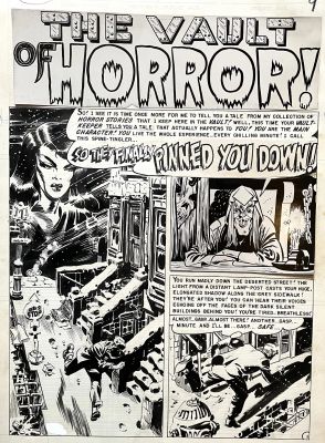 Wallace Wood - Haunt of Fear #6 “So They Finally Pinned You Down!” Title Page 1 Original Art (E