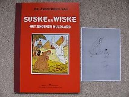 Willy Vandersteen / Paul Geerts - Suske en Wiske - De Baeke uitgave - Het Zingende Nijlpaard - Grootformaat album met pentekening door Paul Geerts - Cartonné - EO - (1990)