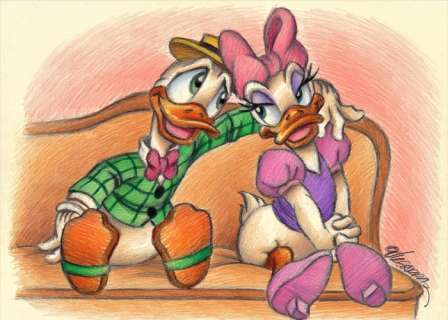Joan Vizcarra | Donald & Daisy "Timeless Love" - Original Drawing - Joan Vizcarra - Pencil Art | Catawiki