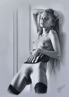 Prenzel, Denis | Denis Prenzel - Original drawing - Pin-up - Laura - Size: 29,7 x 42 cm. - (2022) | Catawiki