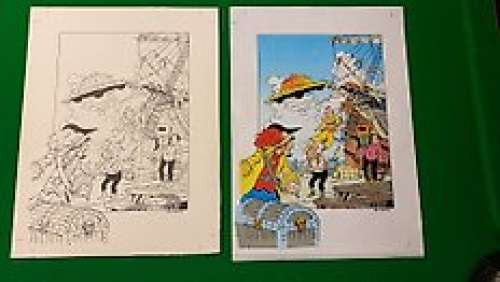 Paul Geerts | Suske en Wiske - Originele Cover - Angst op de "Amsterdam" / De gezanten van Mars + print in kleur - Page volante - (2007) | Catawiki