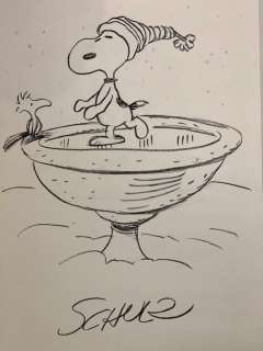 Charles Schulz "Snoopy and Woodstock" (c.1966) Large Original Vintage Illustration: Hand-Signed by Charles Schulz | Animazing Gallery