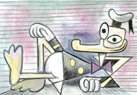 Tony Fernandez, Disney Artist | Donald Duck Inspired By Picasso’s Art - Original Painting - Tony Fernandez Signed - Watercolor Art | Catawiki