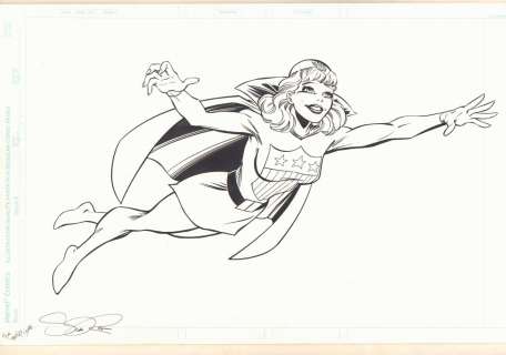 Scott Koblish - miss america full length flying merchandise art - golden age character - signed