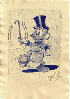Millet | Scrooge McDuck and his walking stick - Signed Original Drawing by Millet | Catawiki