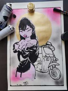 Tushikuni 1973 | Tushikuni 1973 - 2x Original artwork - Tuktuk Girlfriend + Jasmine 2 Dirty Princess - Format: 42 x 60 + 30 x 40 cm. - (2022/2022) | Catawiki