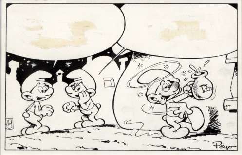 Peyo | Les Schtroumpfs, illustration Ã  l’encre de Ch… | Millon