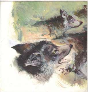 Follet, René | Follet, René - Dessin original en couleurs - Des loups | Catawiki