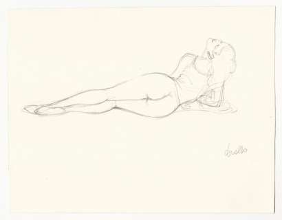 Leone Frollo | Leone Frollo - sketch originale "Donna Sdraiata" - Page volante - Exemplaire unique | Catawiki