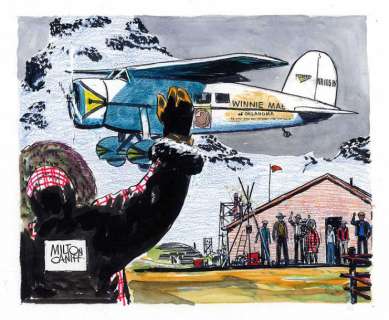 Milton Caniff | Wiley Post Dessin original à l’encre de chine, aquarelle | Cornette de St Cyr