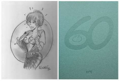 Collectif | Gaston - Portfolio Khani - 60 ans + Dédicace Walthéry - Page volante (2018) | Catawiki