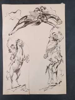 Raffaele Paparella | Pecos Bill - Frontespizio originale pubblicato sui numeri della Collana Albo d’oro - Page volante - Exemplaire unique | Catawiki