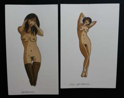 Alessandra, Joël | 2Ã— Original drawing (p. 69)  - Escales en femmes inconnues  - (2013) | Catawiki