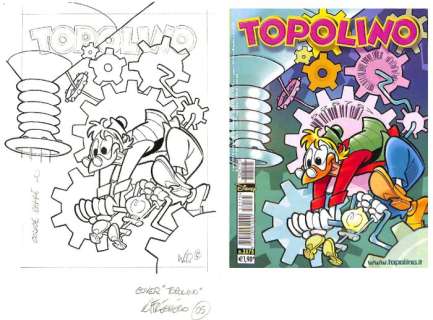 Andrea Freccero, Vito Notarnicola | Topolino #2575 - Signed Original Inked Cover by Andrea Freccero - Exemplaire unique - (2005) | Catawiki