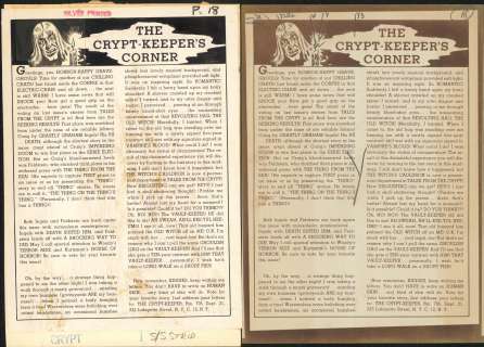 CRYPT-KEEPER’S CORNER, TALES FROM THE CRYPT #21, SP Column, Art (1950-51) | Russ Cochran