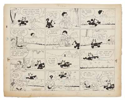 Original ’’Felix the Cat’’ Sunday Strip from 1933 by Otto Messmer -- Felix Takes on a Bully | Nate Sanders