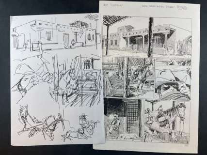 Bruno Brindisi | Tex - Tavola con bozzetto preparatorio "la Saga di Coffin" - Page volante - Exemplaire unique - (2020) | Catawiki