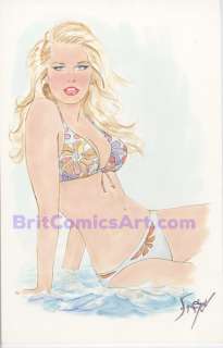 Doug Sneyd - bikini girl painted pin up by doug sneyd