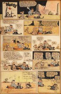 George Herriman Hand Colored Krazy Kat Sunday Comic Strip Original Art (King Features Syndicate, undated). -