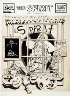 Will Eisner The Spirit (Weekly Comic Book) "The Hallowe’en Spirit of 1947 -- The Burning of P. S. - | Heritage