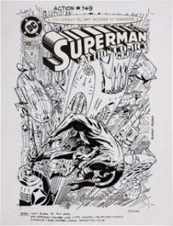 Paul Rivoche Action Comics #749 Superman Cover Original Art (DC, 1998). Paul Rivoche‘s fantastic science -