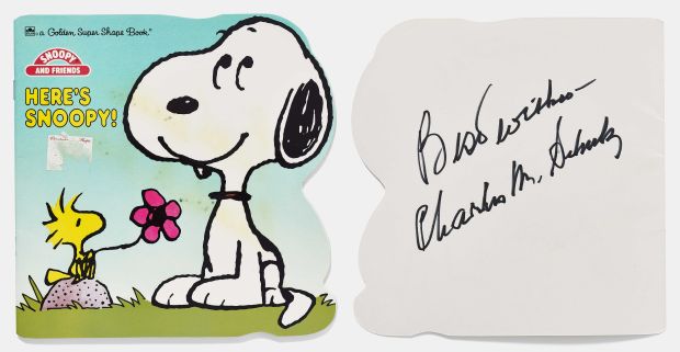 Charles Schulz Signed ’’Here’s Snoopy!’’ Book -- Without Inscription | Nate Sanders