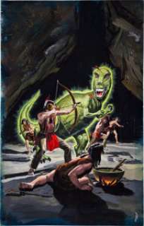 George Wilson Turok, Son of Stone #41 Painted Cover Original Art (Gold Key, 1964). "Men can‘t catch it -- -