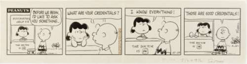 Charles Schulz Peanuts "Psychiatric Help Booth" Daily Comic Strip Original Art dated 10-23-67 (United - | Heritage