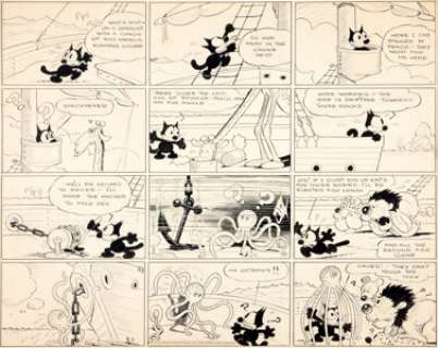 Otto Messmer Felix the Cat Sunday Comic Strip Original Art dated 8-5-34 (King Features, 1934). It‘s another fine -