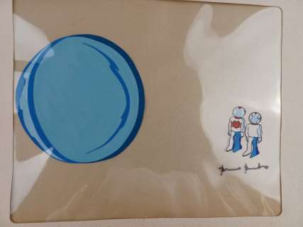 Bruno Bozzetto | Bruno Bozzetto - Cel Originale "Personaggi Spaziali" - Firmato - Page volante - Exemplaire unique | Catawiki