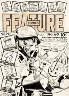 Gill Fox Feature Comics #60 Dollman Cover Original Art (Quality, 1942). The original minuscule superhero, Doll -