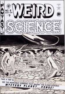 Al Feldstein Weird Science #6 Cover Original Art (EC, 1951). What kind of strange creatures live on that - | Heritage