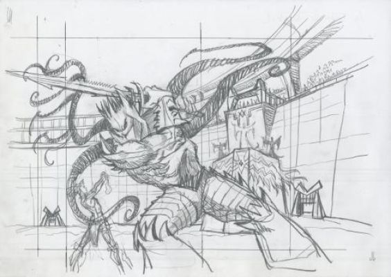 Jean-Louis Thouard | Les Mondes d’Ewilan, Tome 3 Les Tentacules Du Mal, Crayonné | Galerie 9ème Art