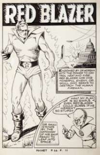 Al Avison and Bob Powell Pocket Comics #3 Complete 12-Page Red Blazer Story Original Art (Harvey, 1941). -