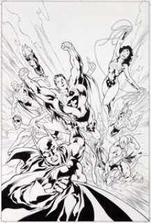 Ivan Reis and Oclair Albert Justice League Trade Paperback Cover Original Art (DC, 2002). It‘s the Justice -