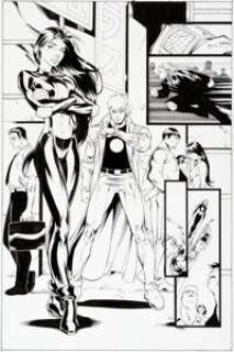 Ed Benes and Vince Russell Gen 13 #59 Page 9 Original Art (DC, 2001). The various members of the -