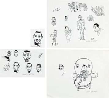 Gary Panter Pee-wee‘s Playhouse Concept Sketch Original Art Group (c. 1980s). Artist Gary Panter won three -