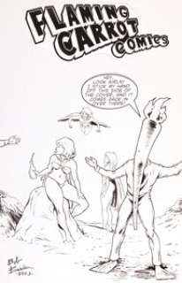 Bob Burden Flaming Carrot Comics #15 Cover Recreation Original Art (2003). It‘s the Flaming Carrot on this -