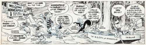 Walt Kelly Pogo "Welcome to Minneapolis" Comic Illustration Original Art (1969). The cast of -