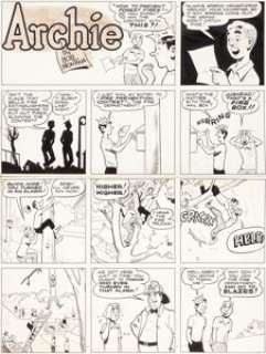 Bob Montana Archie Sunday Comic Strip Original Art dated 8-10-47 (McClure Syndicate, 1947). This early - | Heritage