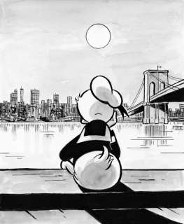 Tony Fernandez | Donald Duck at The Brooklyn Bridge - Original Painting - Tony Fernandez Signed - Watercolor Art - Original Artwork | Catawiki