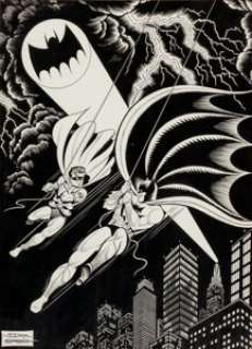 Dick Sprang - Batman and Robin Illustration Original Art (undated). This Bat-tastic piece will have you -