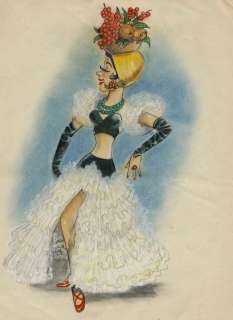 Kloezeman, Frits | Kloezeman, Frits - Originele tekening in kleur - Danseres - (jaren 1940) | Catawiki