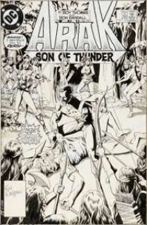 Ron Randall Arak Son of Thunder #28 Original Cover Art (DC, 1983). Arak is in a sticky situation to say the -