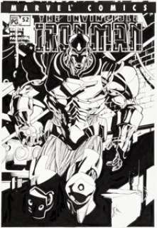 Sean Parsons Iron Man #52 Original Cover Art (Marvel, 2002). Tony Stark looms large on this intense cover. -