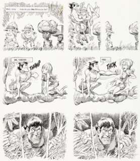 Jack Davis Mad #161 Complete 4-Page Story "A MAD Look at Tarzan" Original Art (EC, 1973).... (Total: 4 Original Art) | Heritage