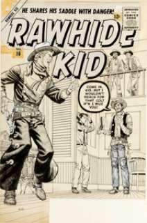 Fred Kida Rawhide Kid #16 Cover Original Art (Marvel, 1957). The Rawhide Kid... he shares his saddle with -