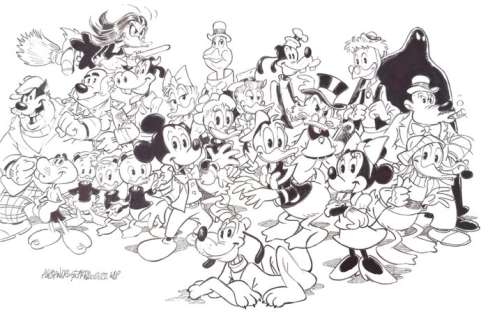 Alessandro Gottardo - Mickey Mouse - "La famiglia e anche un po‘ di amici" - Alessandro Gottardo - Page volante - Exemplaire unique - (2022/2022)